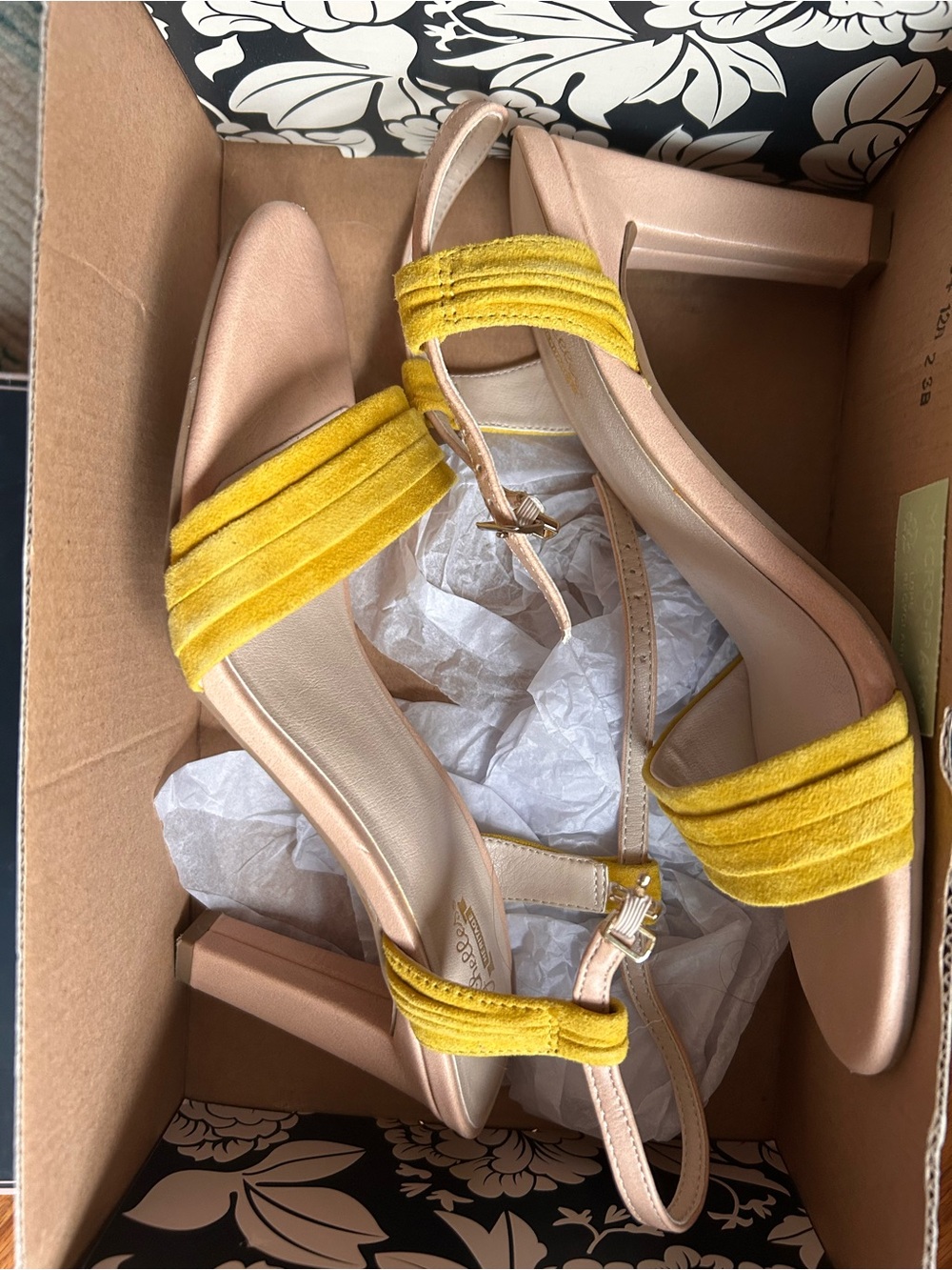 Seychelles Yellow Suede Strap Heeled Sandals